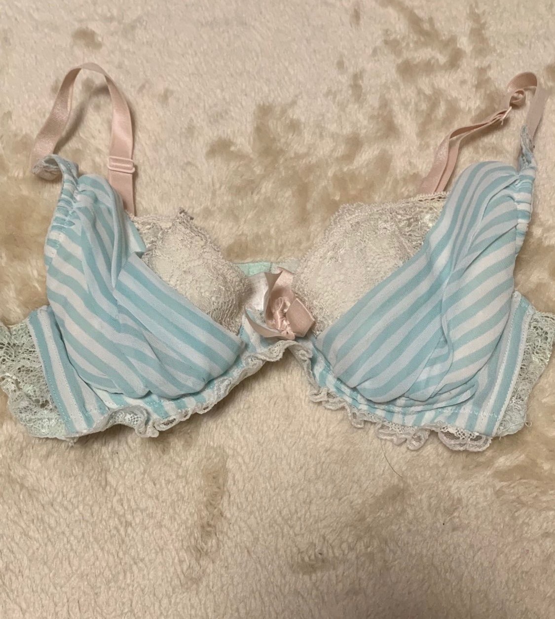水色ストライプブラ❤️