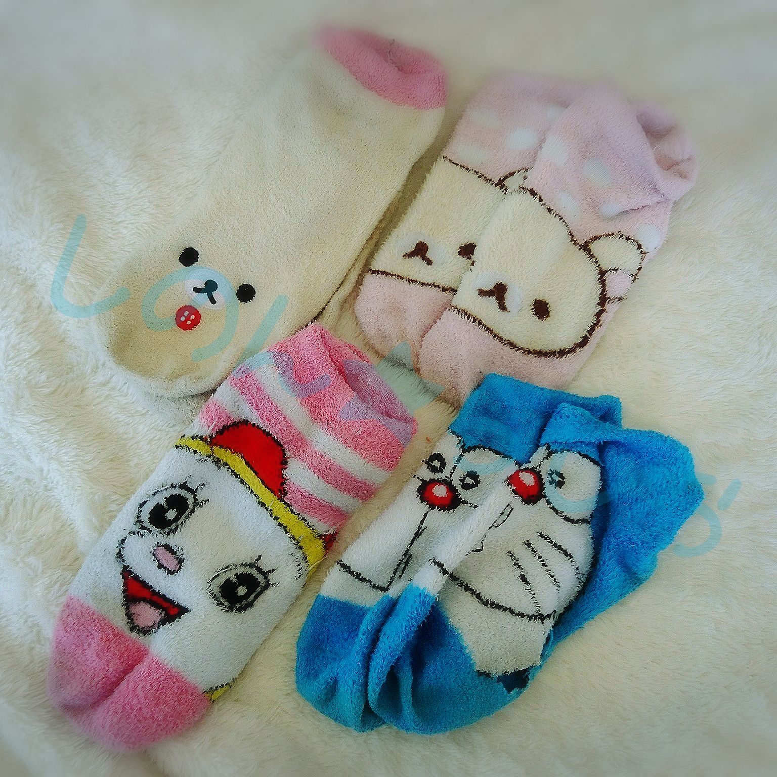 送料無料❗お試し★もこもこキャラ靴下